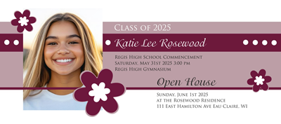 Purple Flower Grad Invite