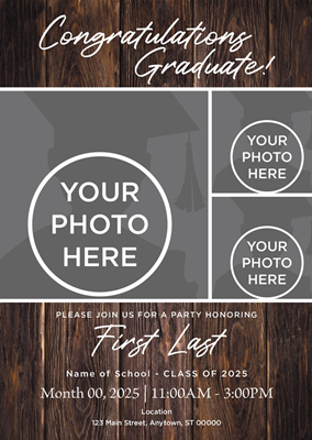 Wooden Grad Invite